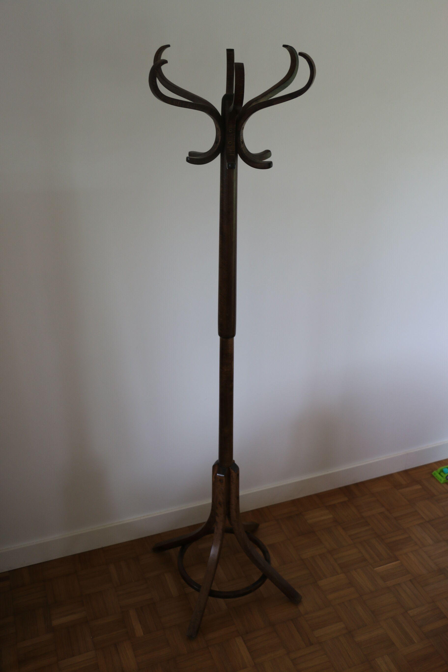 Baumann single dark beech parrot coat rack (model a)