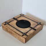 Ashtray empty pocket brutalist industrial metal and wood