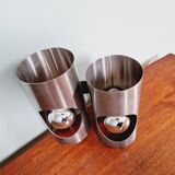 Space Age double wall lamp, in brushed aluminum, 1970s