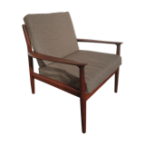 Scandinavian Glostrup Møbelfabrik in teak and fabric armchair