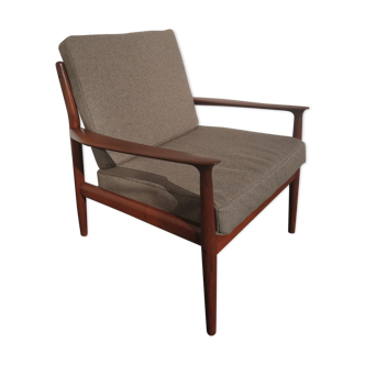 Scandinavian Glostrup Møbelfabrik in teak and fabric armchair