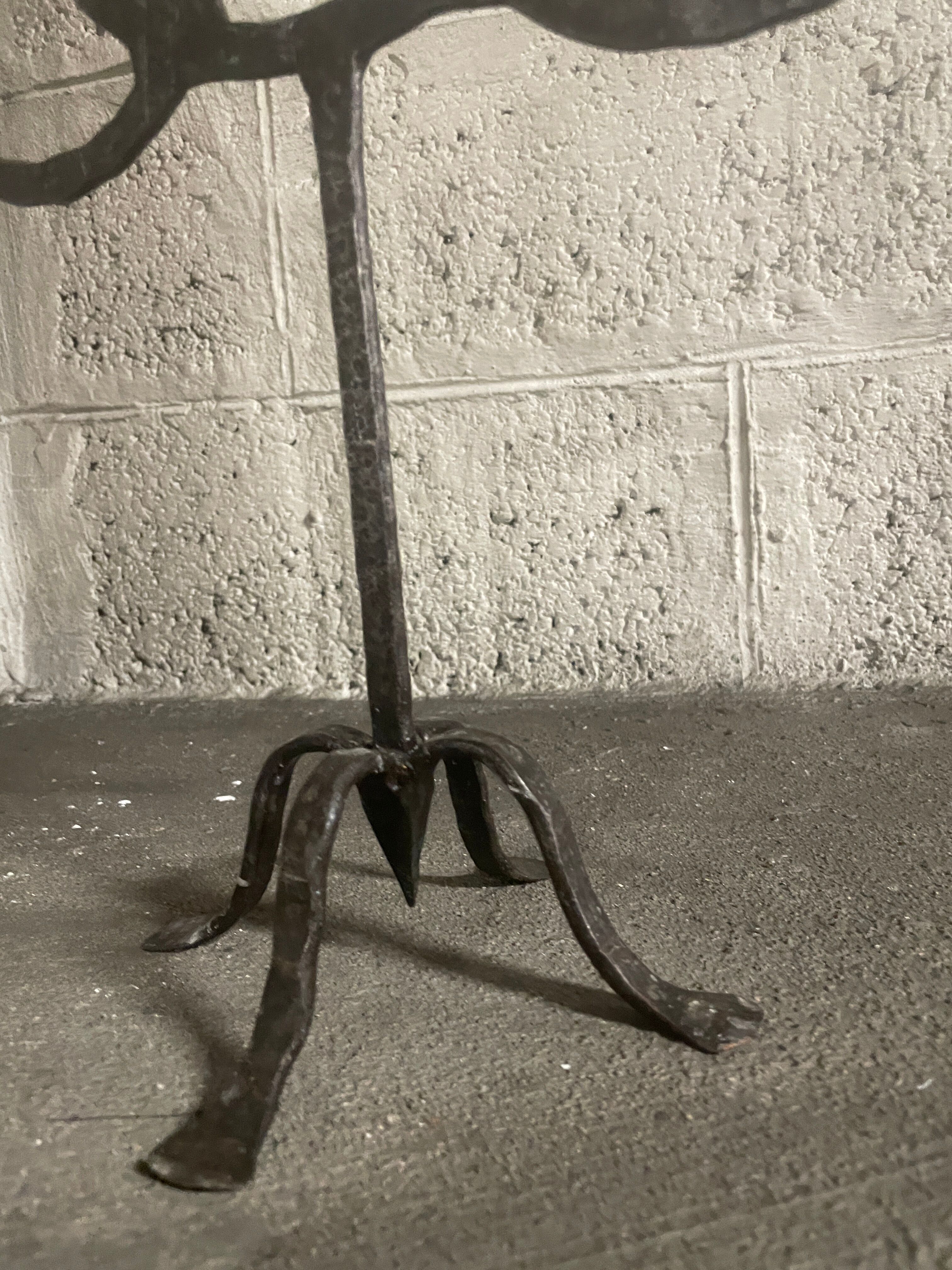 Brutalist six-light chandelier