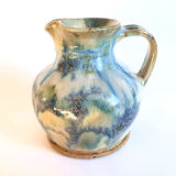 Enamelled stoneware pitcher signed La Borne