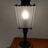 Arlus lamp in black metal, brass and glass circa 1950