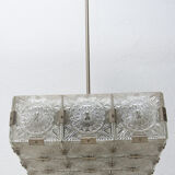 Vintage Glass and Chromed Steel Pendant Lamp by Kamenický Šenov, 1970s