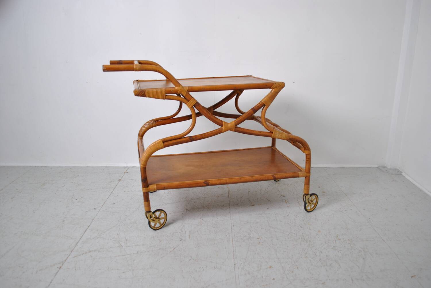 Rattan serving trolley 1970