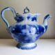 Antique blue teapot model Bryonia late 19th century Sarreguemines