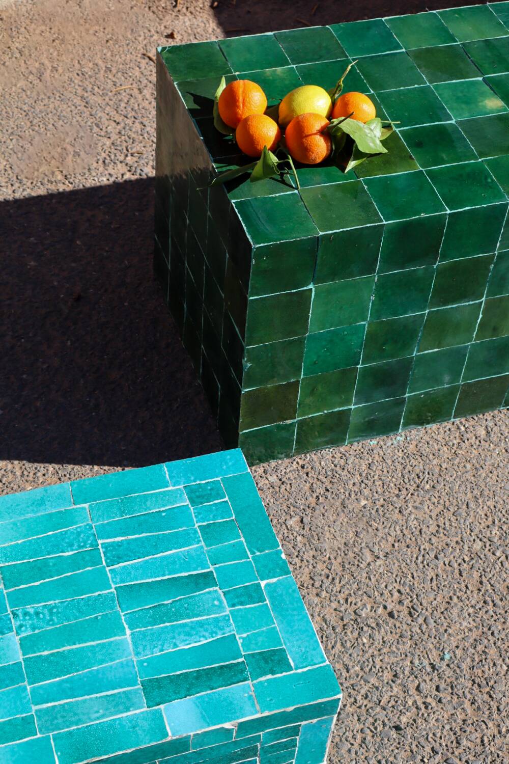 Bottle green modern Zellige coffee table