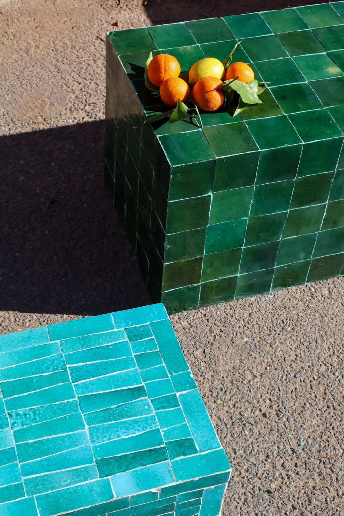 Modern bottle green Zellige coffee table