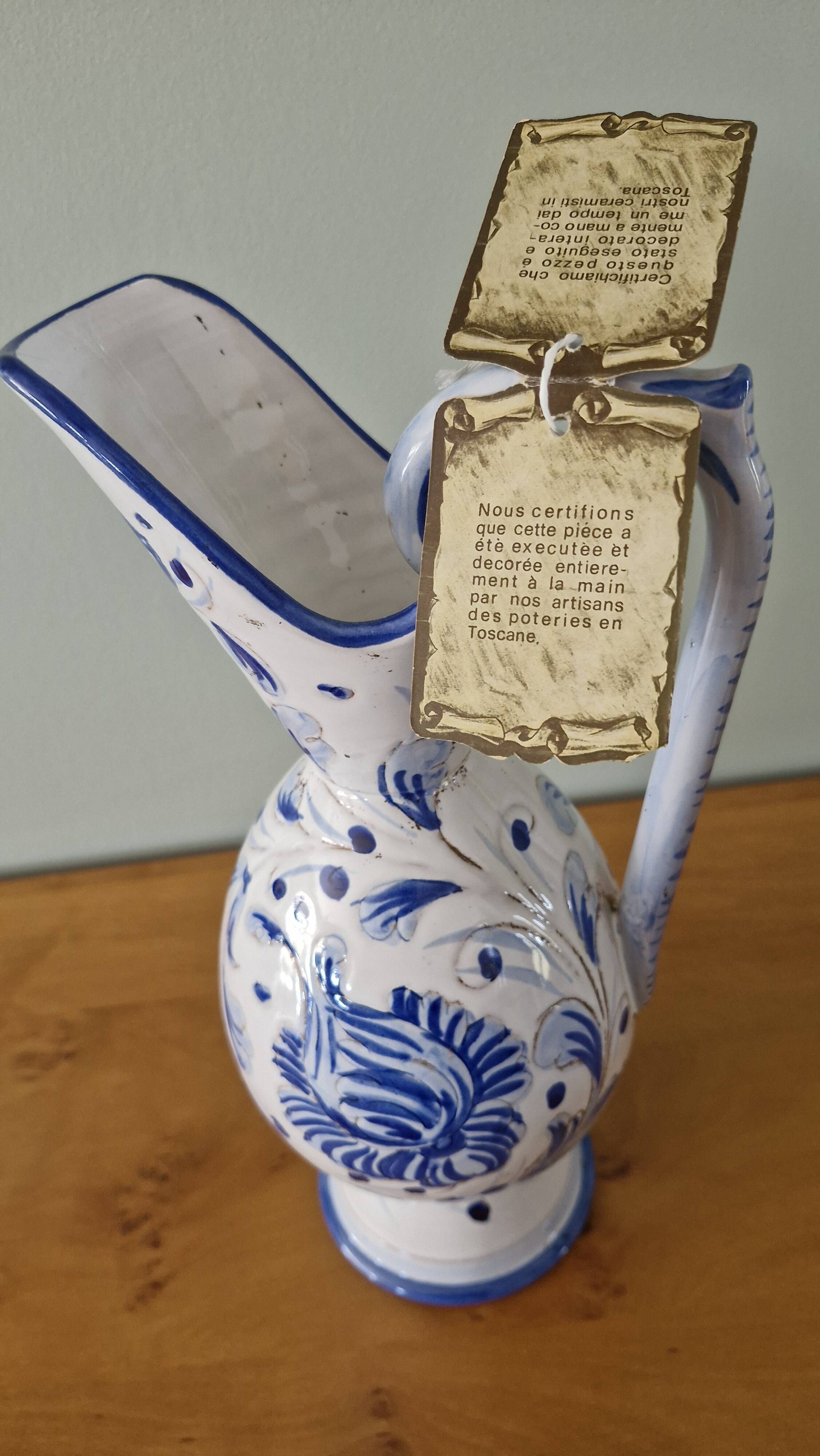 Vintage ceramic jug from Tuscany (Italy) Numbered 8536 with