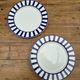 Set of 2 blue striped plates Ceramica Quadrifoglio Italy