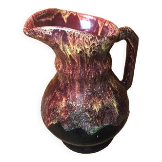 Old morvan small mass pitcher black & red ceramic vintage