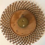 1960s vintage rattan sun clock