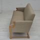 1970s, 3-seater Danish sofa, original beige furniture wool, solid oak wood.