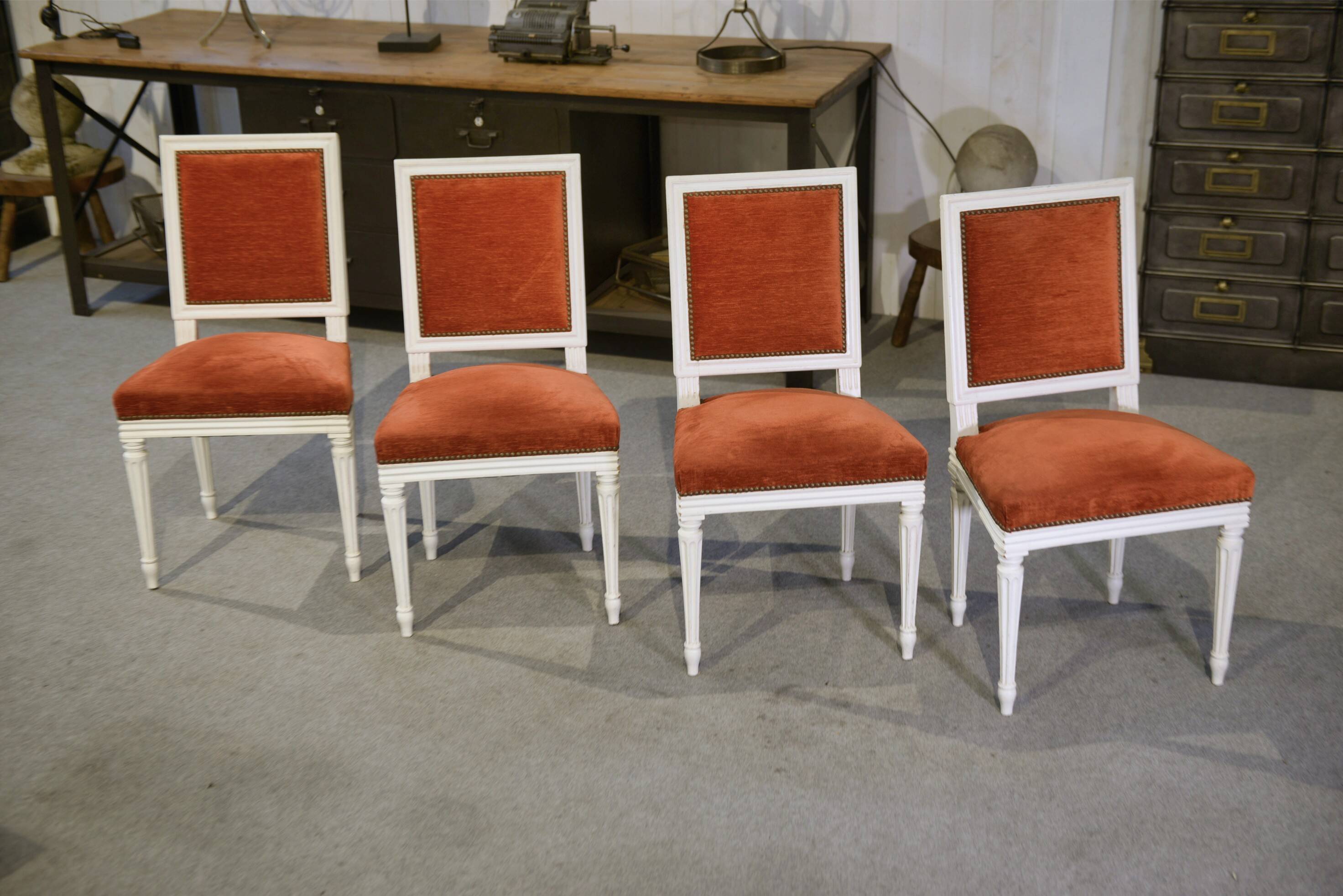 Set of 4 Louis XVI style chairs from the 1970s.