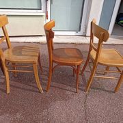Set of 16 mismatched wooden bistro chairs - vintage - luterma