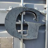 Letter g in galvanized metal height 45 cm