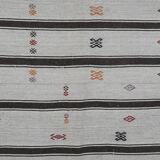 Vintage undyed wool goat hair turkish kilim rug 5' x 6'11''