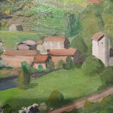 HST painting spring landscape signed vintage 70