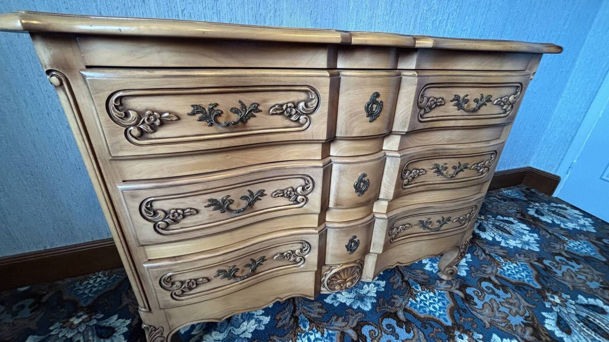 cherry wood commode in Louis XV style