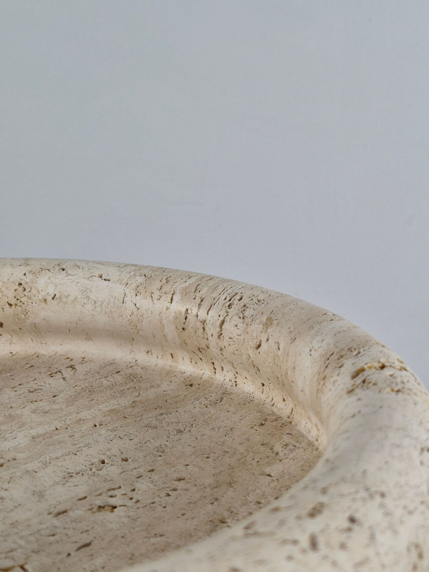 Vintage mid century handmade italian travertine stone bowl
