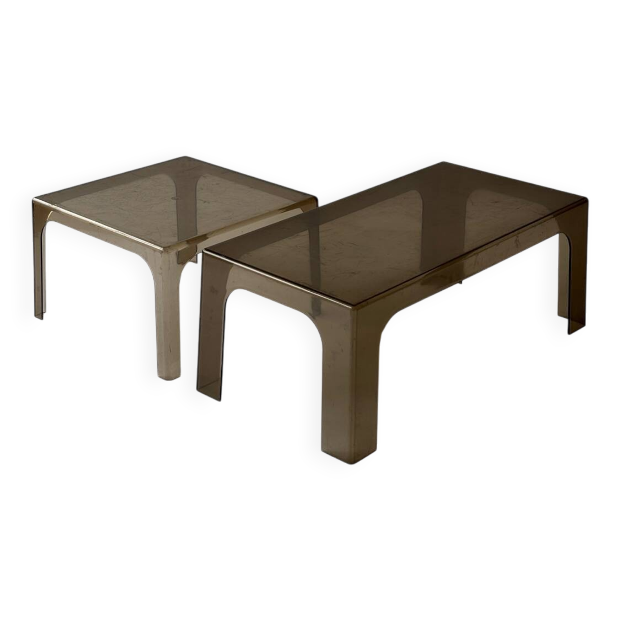 Smoked plastic coffee tables 1970