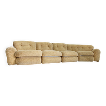 Vintage Italian curved modular chrome sofa 1970s