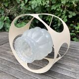 Suspension in bubbled frosted glass with its openwork entourage 70s