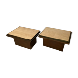 Pair of belgo chrom coffee and travertine side tables