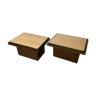 Pair of belgo chrom coffee and travertine side tables