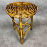 Round rattan stool from the 70s