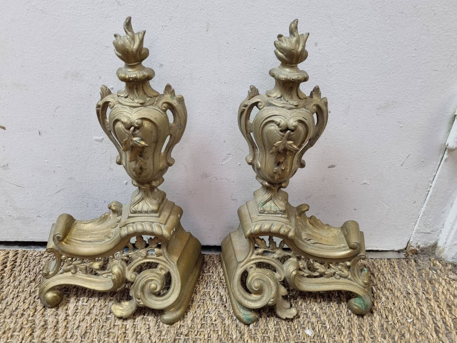 Louis XVI bronze andirons