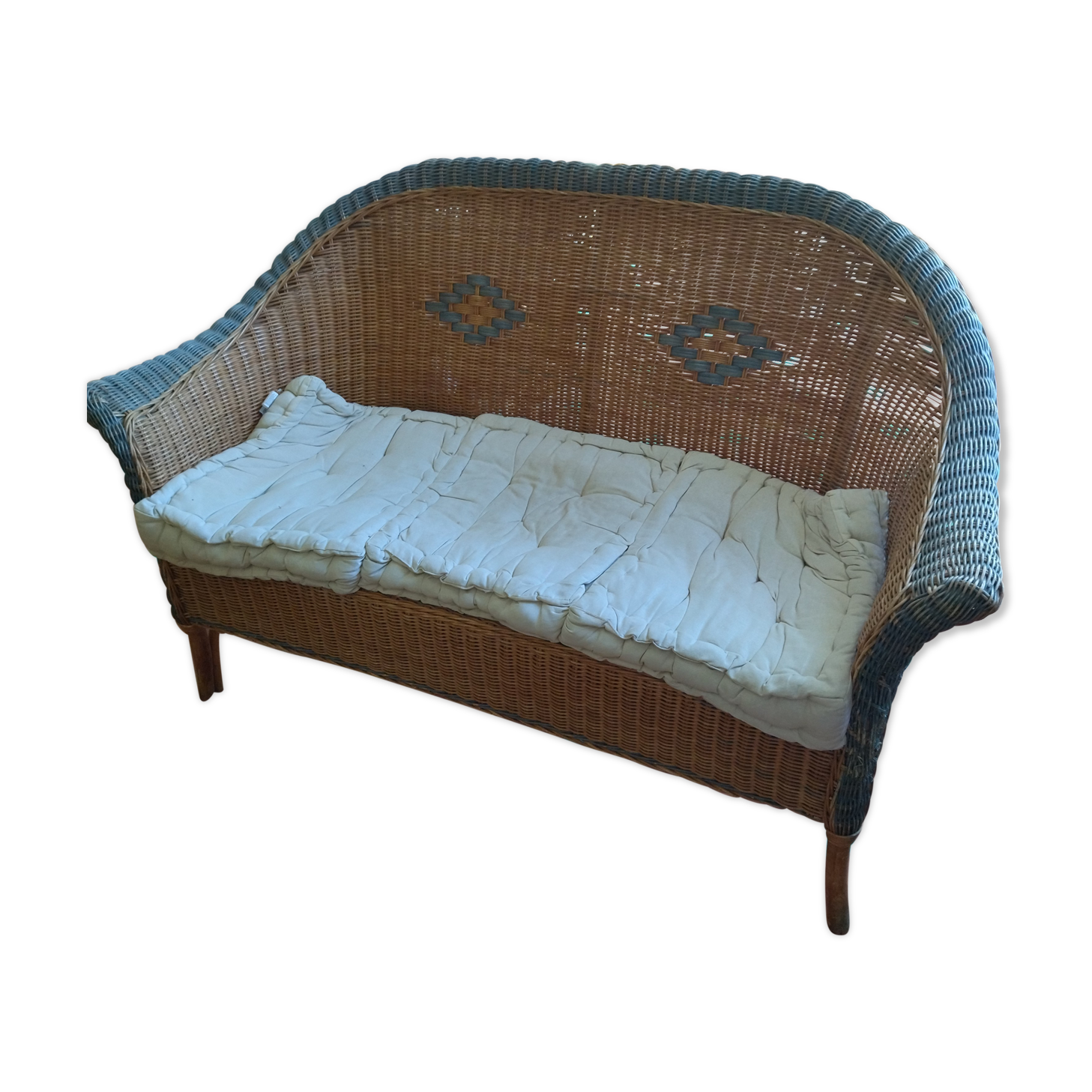 Sofa bench. Vintage rattan