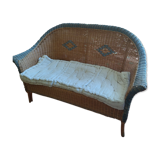 Sofa bench. Vintage rattan