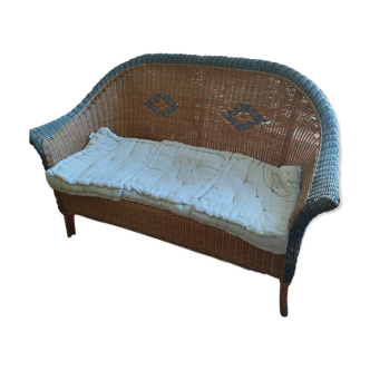Canapé banquette rotin vintage