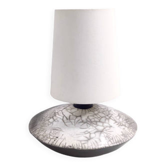 Élégante lampe de table en céramique Raku faite à la main postmoderne, signée, Italie