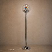 Vintage Italian Space Age floor lamp chrome and glass (70s)