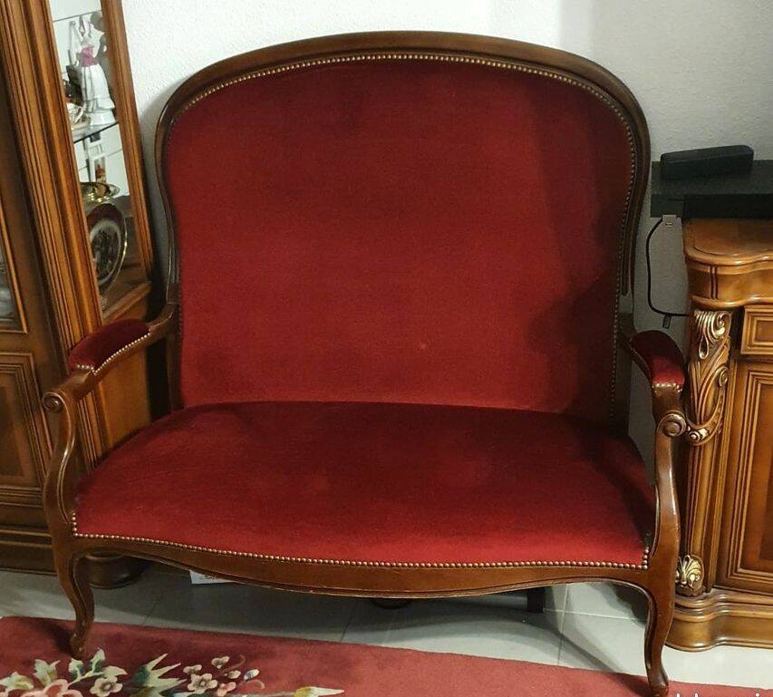 Canapé, Banquette style Louis XV, 2 places en noyer