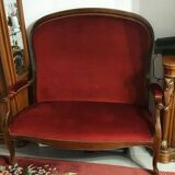 Canapé, Banquette style Louis XV, 2 places en noyer