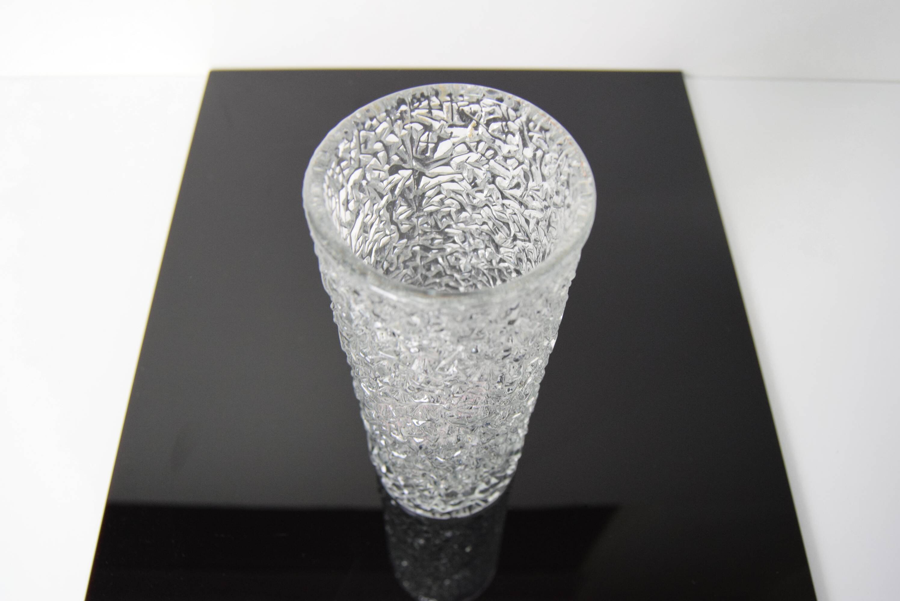 Vintage Pressed Glass Vase by Václav Hanuš for Sklo Union Libochovice, 1970's.