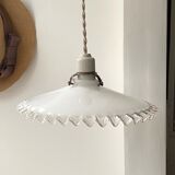 Opaline pendant lamp with porcelain socket