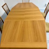 Antique octagonal solid wood extendable table, Girsberger design