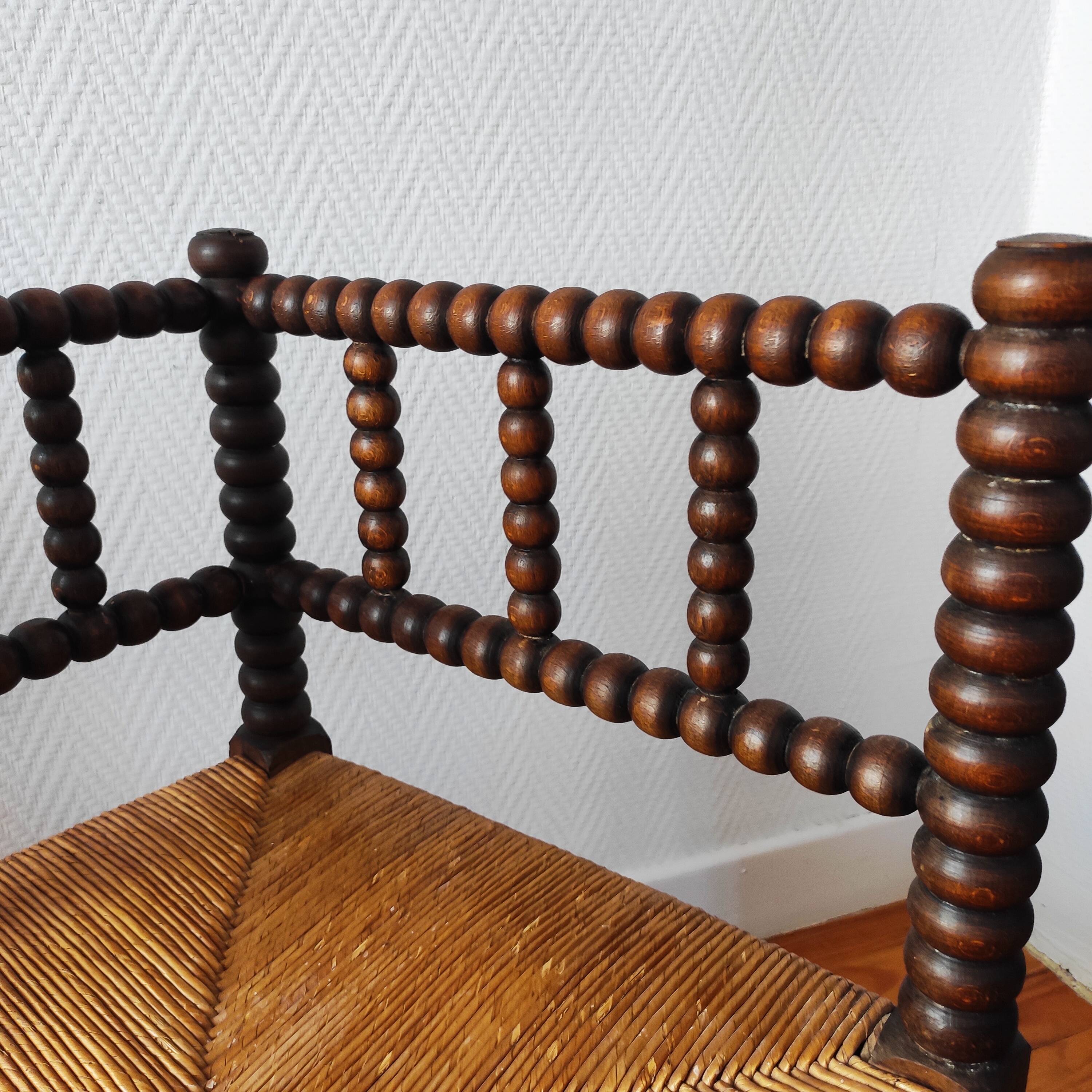 Pair of French corner chairs - turned wood, mid-20th century.