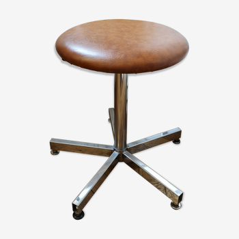 Industrial vintage leather factory stool, Designer KOR