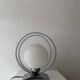 Lampe de table vintage, chrome et opaline, France 1970