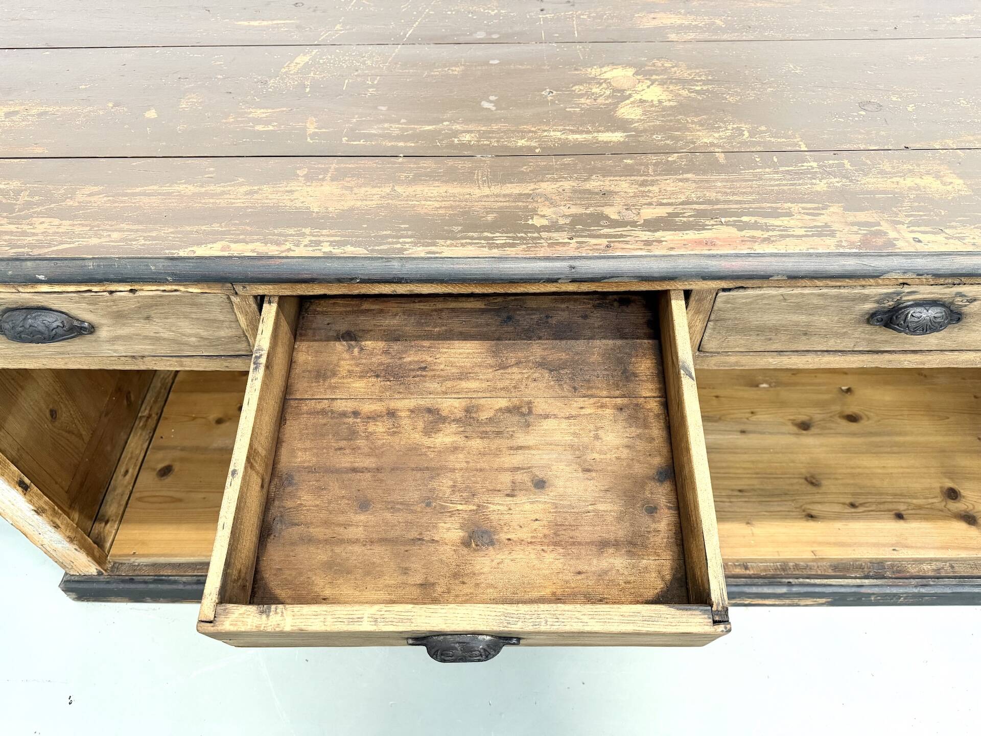 Large Antique Pine Trading Counter