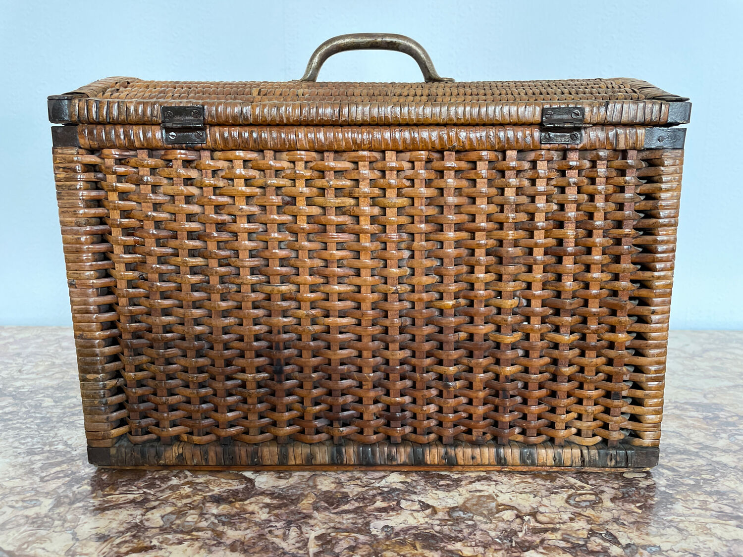 Wicker trunk woven nineteenth century