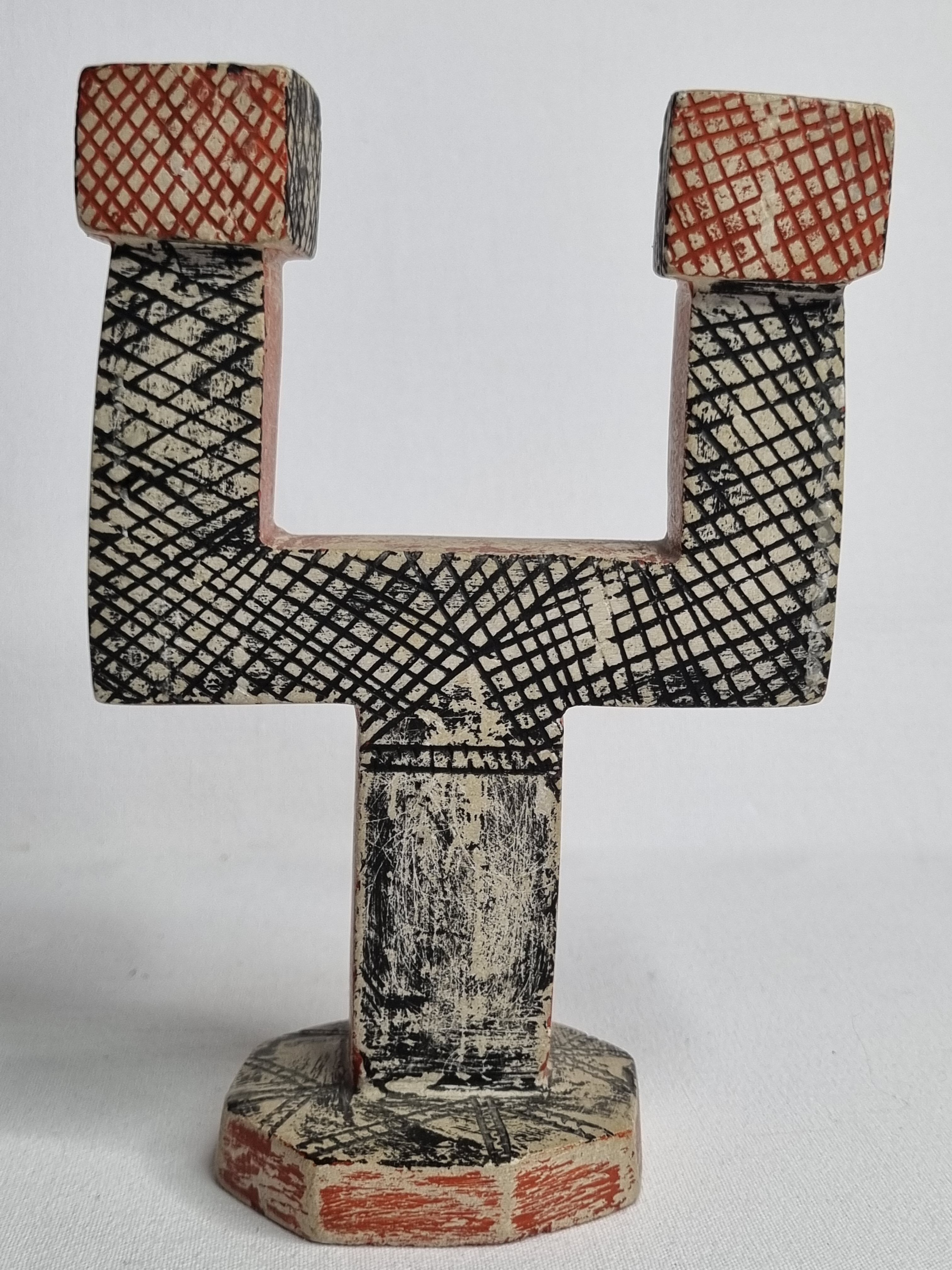 Ethnic candle holder with two branches, Moroccan handicrafts, 18 cm