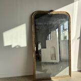 Large gilded mirror 19th century rounded corners mercury glass Louis XVI style