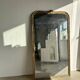 Large gilded mirror 19th century rounded corners mercury glass Louis XVI style